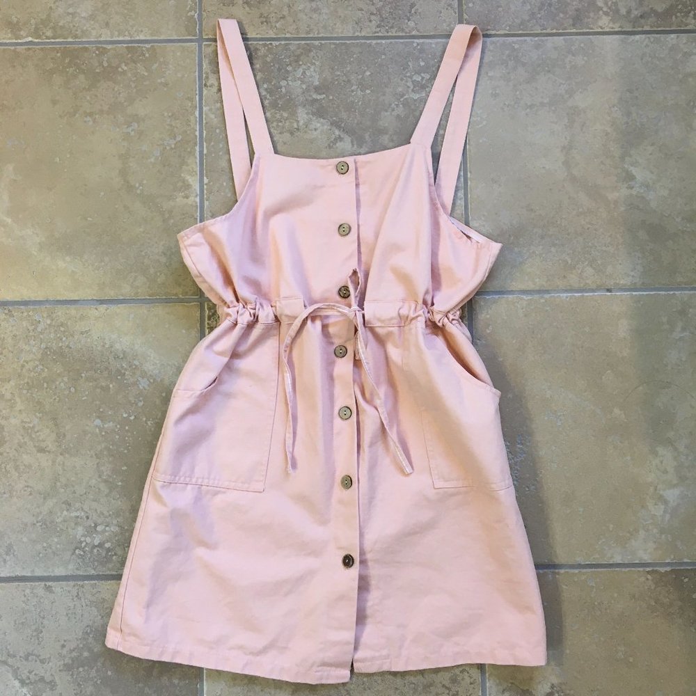BNWOT Pink Pinafore Button-up Mini Dress